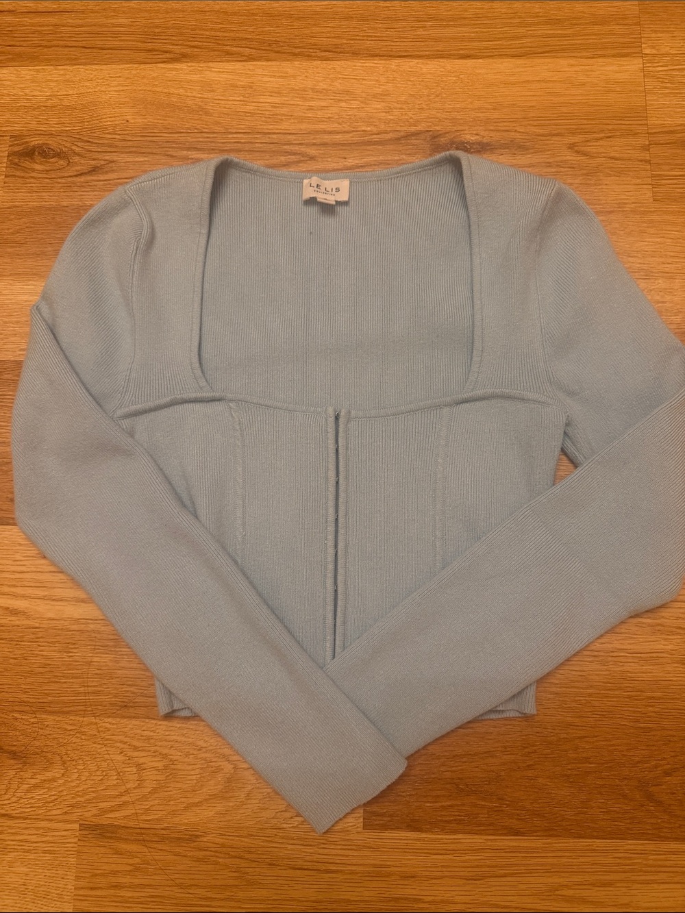 Le Lis Pale Blue Ribbed Top